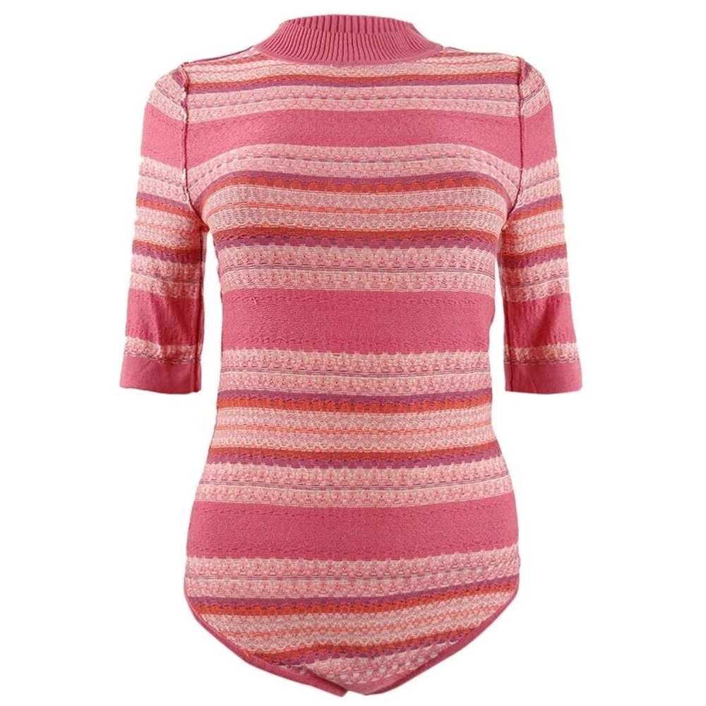 Free People Pink Stripe Winter Warmer Bodysuit